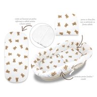 Set pentru landou/cosulet, Qmini, Cu protectie, saltea si pernuta, Din bumbac certificat Oeko Tex Standard 100, Teddy Toys