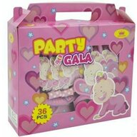 Mirific party - Set pentru petrecere copii, 36 piese, ochelari, coifuri, pahare, farfurii, paie si suflatori roz