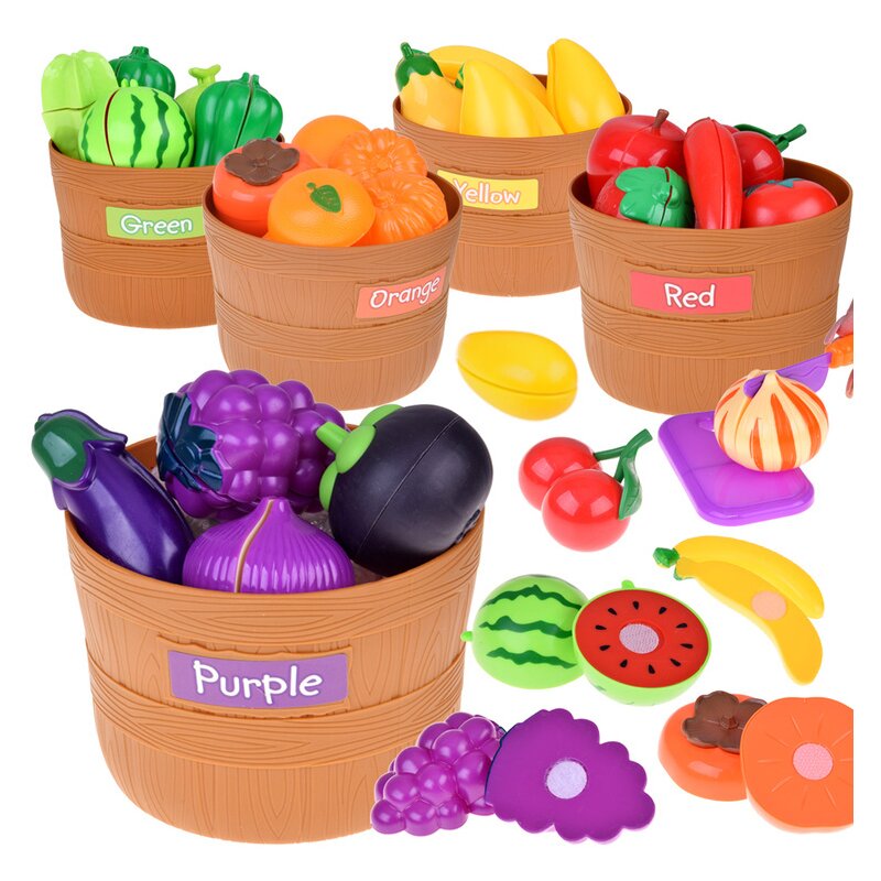 Set pentru sortat, Cu legume si fructe din plastic si cu velcro