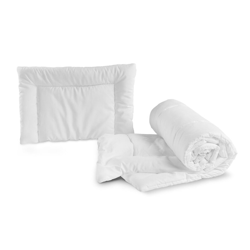 Set pilota si perna, Sensillo, Pentru patut, Microfibra, Antialergic, Perna 40x60 cm, Pilota 100x135 cm, White