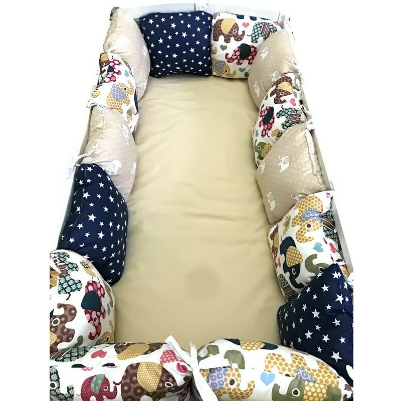 Deseda - set pernute pufoase aparatori laterale protectii pat 120x60 cm elefantei