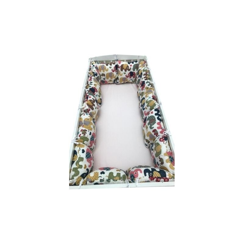 Deseda - set pernute pufoase aparatori laterale protectii pat 120x60 cm elefantei maro