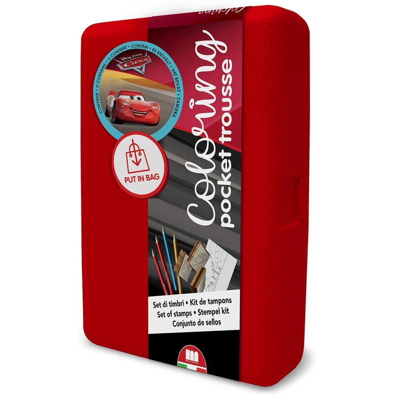 Multiprint - set pictura 11 piese, 3 stampile, tus, 5 creioane, caiet cu activitati si gentuta transport cars mp85823