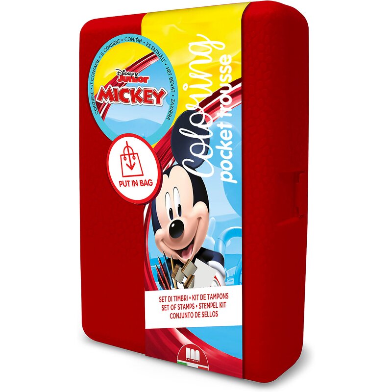 Multiprint - set pictura 11 piese, 3 stampile, tus, 5 creioane, caiet cu activitati si gentuta transport mickey mp85945
