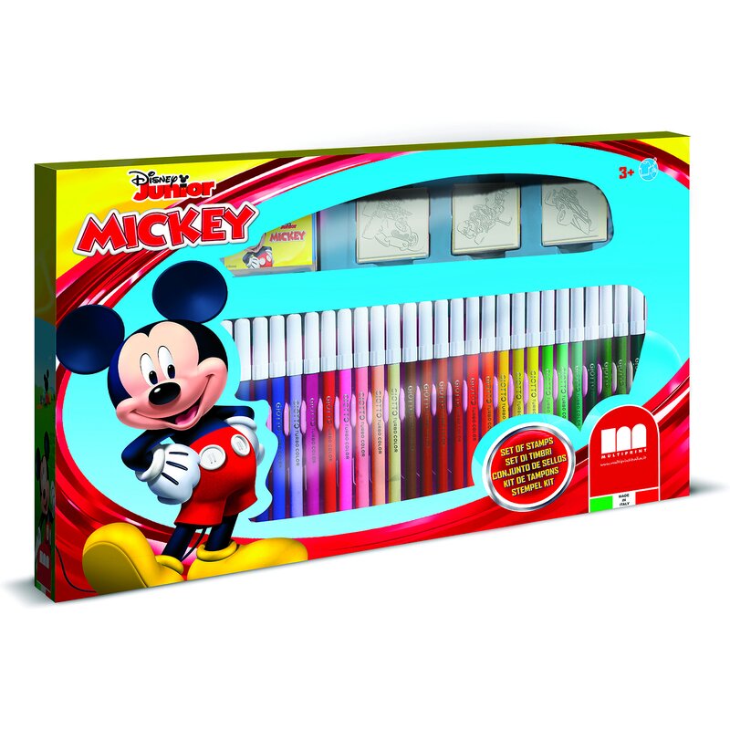 Multiprint - Set pictura 41 piese, 3 stampile, tus, 36 carioci si caiet cu activitati Mickey MP57945