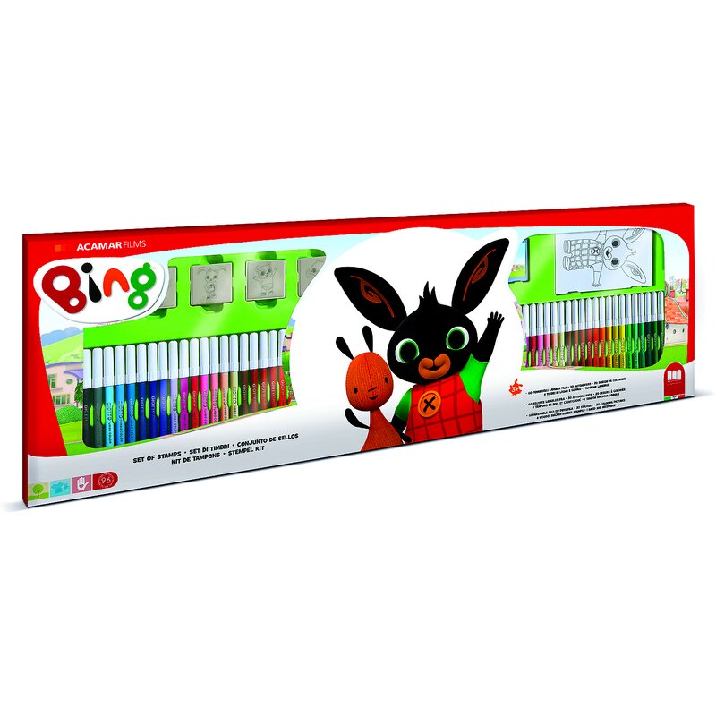 Multiprint - set pictura 96 piese, 4 stampile, tus, 60 carioci, 30 stickere si caiet cu activitati bing mp18987