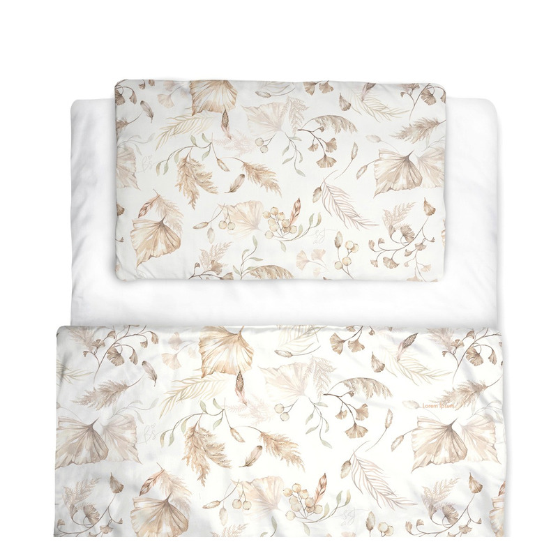 Set pilota 220x75 cm si perna 40 x 60 cm pentru prescolari, bumbac premium si umplutura hipoalergenica babysoft, fata dubla, boho