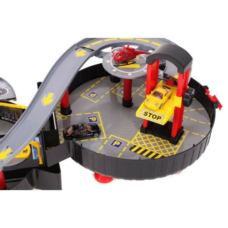 Set pista si garaj malplay sub forma de roata cu masini elicopter si accesorii