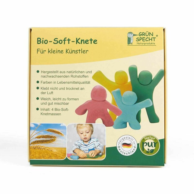 Grunspecht - set plastilina organica, pentru copii, 2 ani+, la tub, 4 culori, moale, nelipicioasa, usor de modelat, 680-00
