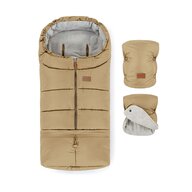 Set plimbare Petite&Mars cu sac de iarna, Jibot, Impermeabil, 100x48 cm si manusi calduroase pentru carucior, Jasie, Bej
