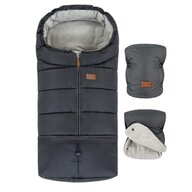 Set plimbare Petite&Mars cu sac de iarna, Jibot, Impermeabil, 100x48 cm si manusi calduroase pentru carucior, Jasie, Grey
