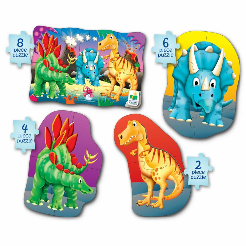 The learning journey - puzzle animale dinozauri 4 in 1 puzzle copii, piese 20