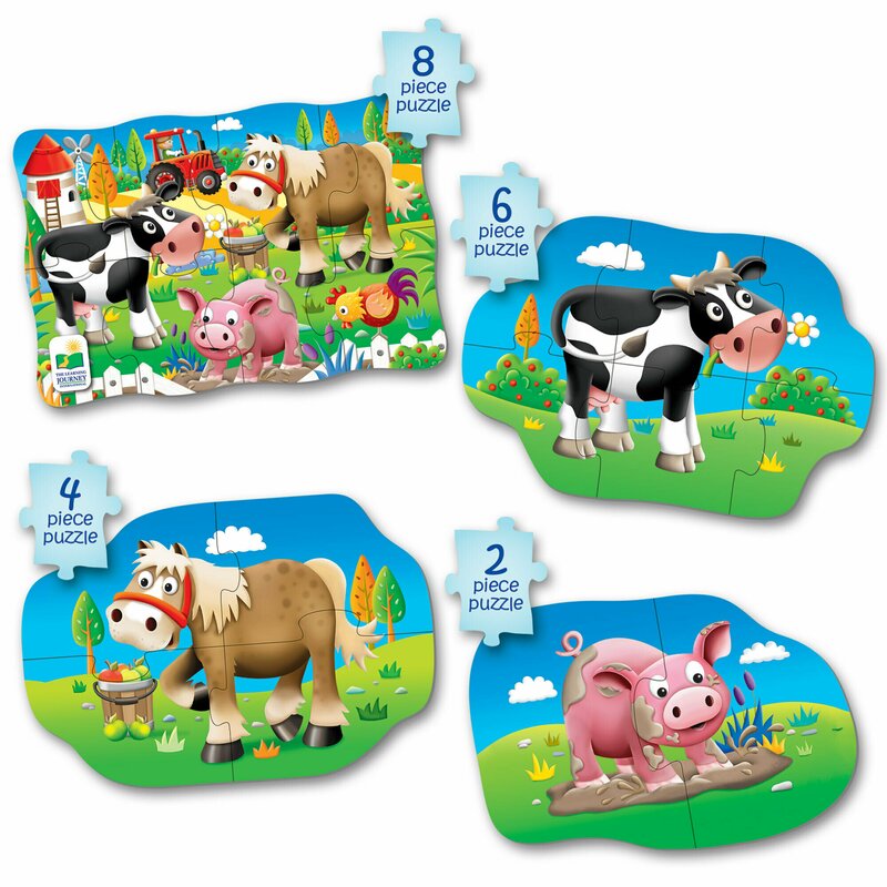 The learning journey - puzzle animale ferma 4 in 1 puzzle copii, piese 20