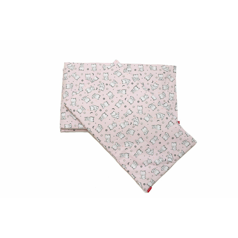 Set protectii patut baby bear roz, din bumbac, 63x127 cm