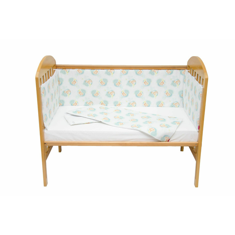 Set protectii patut blue bear's dream, din bumbac, 60x120 cm