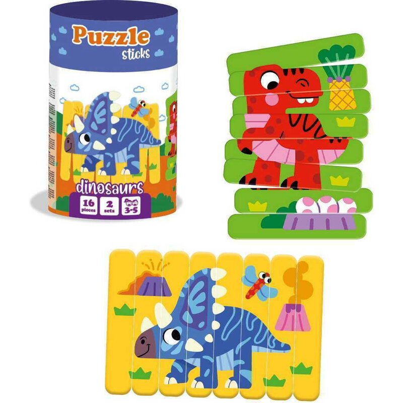 Roter kafer - puzzle animale dinozauri din betisoare puzzle copii, piese 16
