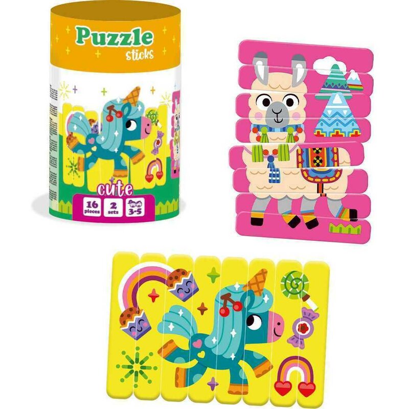 Roter kafer - puzzle animale lama si unicorn din betisoare puzzle copii, piese 16