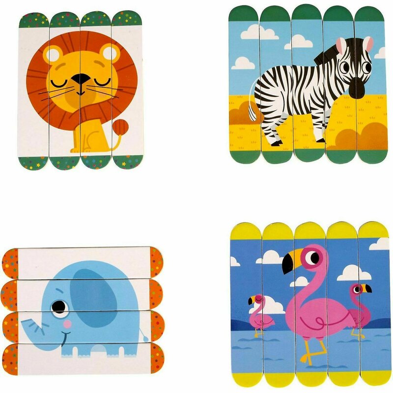 Fiesta crafts - set puzzle-uri din betisoare lemn - animale salbatice