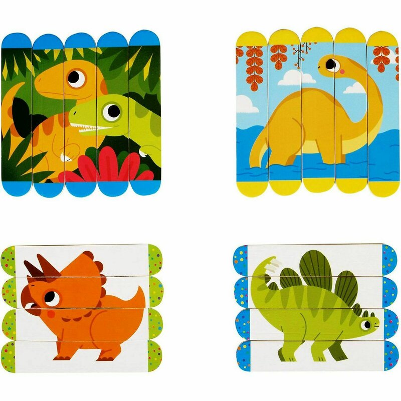 Fiesta crafts - set puzzle-uri din betisoare lemn - dinozauri