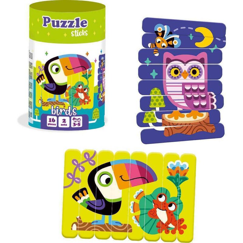 Roter kafer - puzzle animale pasari din betisoare puzzle copii, piese 16