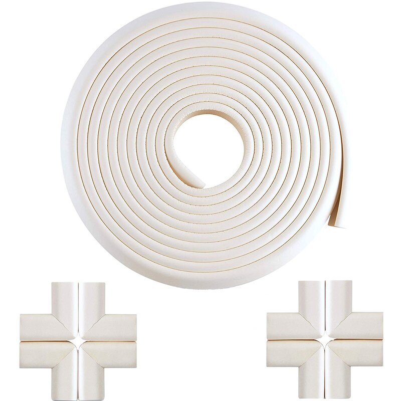 Bambinice - set rola protectie multifunctionala xxl de 6m si 8 aparatori moi pentru colturi, alb