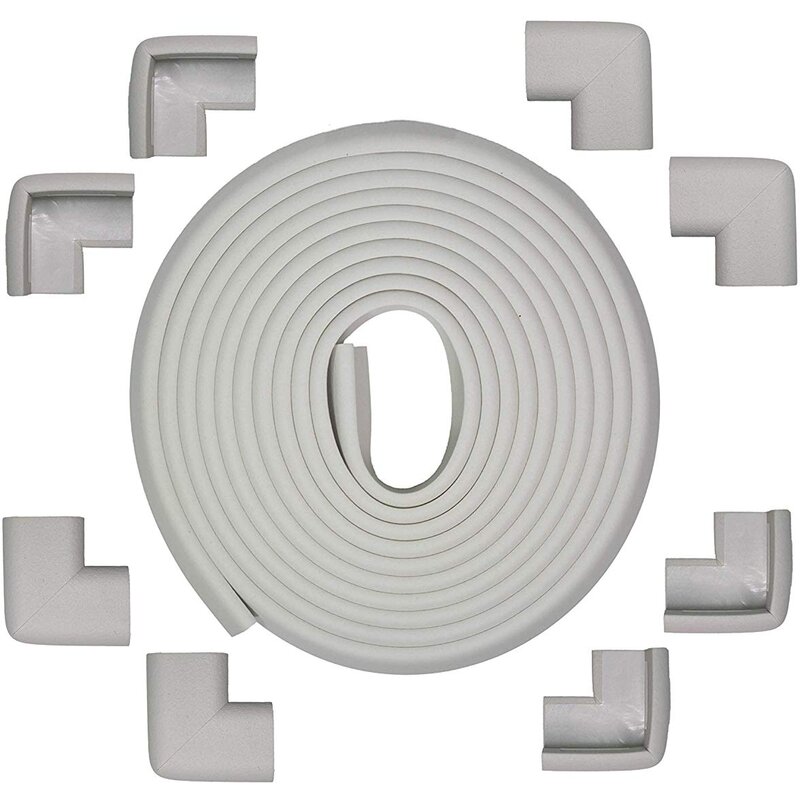 Bambinice - set rola protectie multifunctionala xxl de 6m si 8 aparatori moi pentru colturi, gri