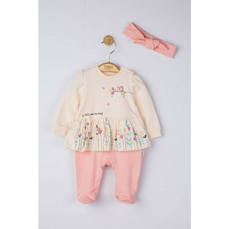 Tongs baby - set salopeta cu bentita a day with mommy pentru bebelusi, (culoare: mov, marime: 3-6 luni)