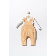 Tongs baby - Set salopeta cu bluzita pentru bebelusi Cats,  (Culoare: Somon, Marime: 6-9 luni)