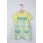 Tongs baby - Set salopeta cu tricou in carouri pentru bebelusi,  (Culoare: Galben, Marime: 9-12 luni) - 1