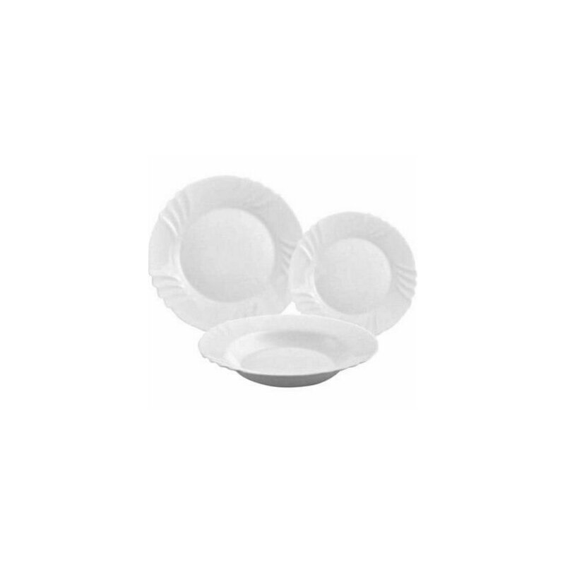 Bormioli - set serviciu de masa alb, pentru 6 persoane, ebro, 19 piese, 18 farfurii