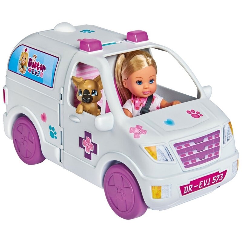 Papusa evi love set doctor evi 2 in 1 vet mobile masina cu accesorii