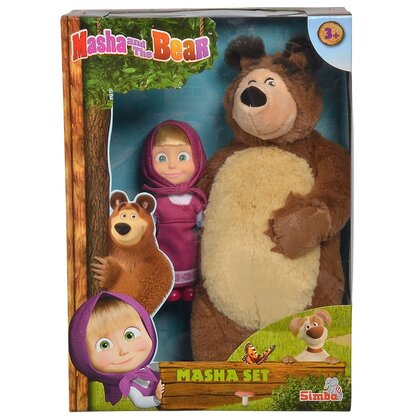 Simba - Set  Masha and The Bear papusa Masha 12 cm si ursulet de plus 25 cm