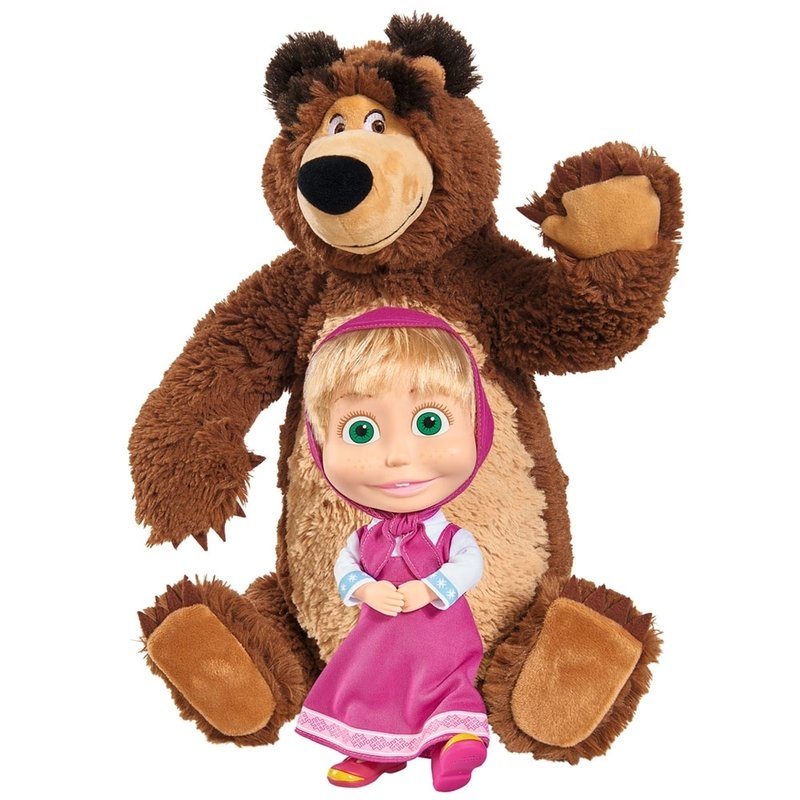 Simba - set masha and the bear papusa masha 23 cm si ursulet de plus 43 cm