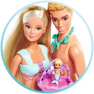 Simba - Set papusi Mermaid Family , Steffi Love,  Cu accesorii, 29 cm, Cu papusa Kevin