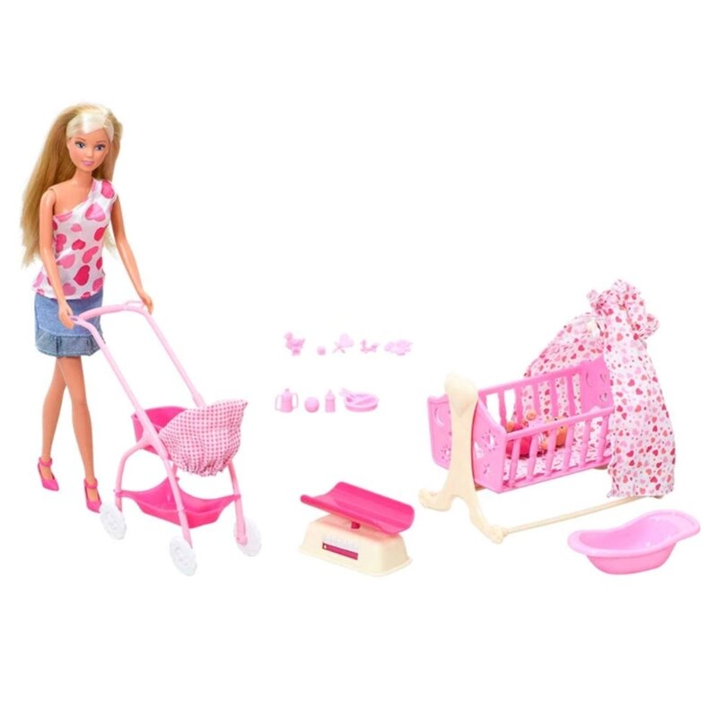 Simba - papusa steffi love new born baby, cu accesorii, 29 cm, cu 1 bebelus