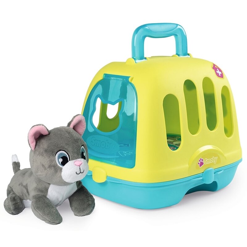 Smoby - set doctor veterinary case cu pisica, cu accesorii, cu cusca de transport