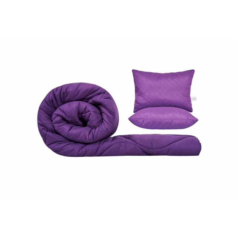 Somnart - Set gama Coral, Pilota 200x220 cm si 2 perne 50x70 cm Purple Magic