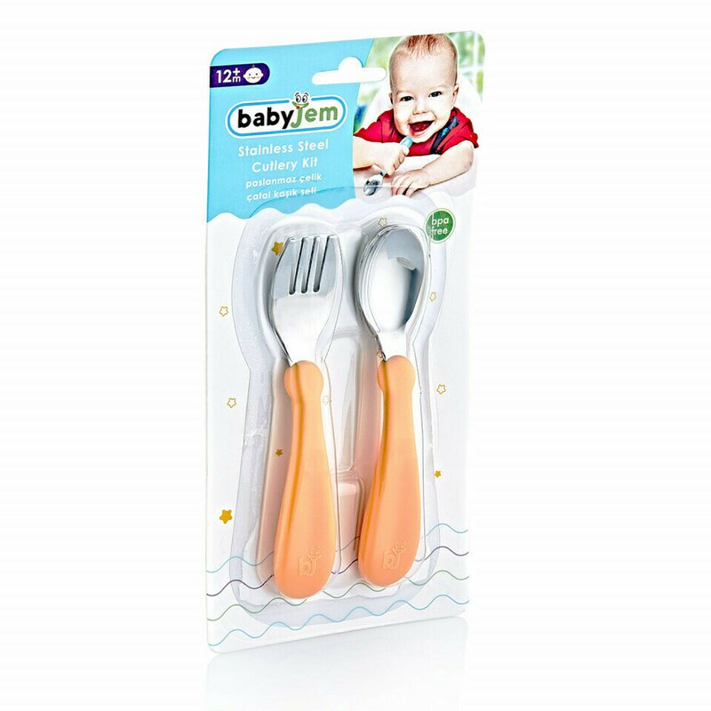 Babyjem - set tacamuri din inox pentru copii (culoare: portocaliu)