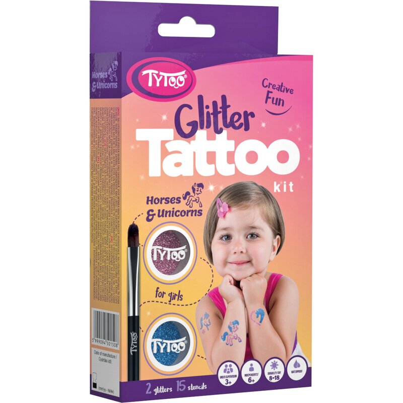 Tytoo - set tatuaje temporare , horses and unicorns, cu sclipici