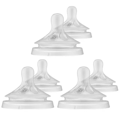 Set tetine, Philips Avent, Natural Response, 6 buc, Cu debit 5 (rapid), 6 luni+, Transparent