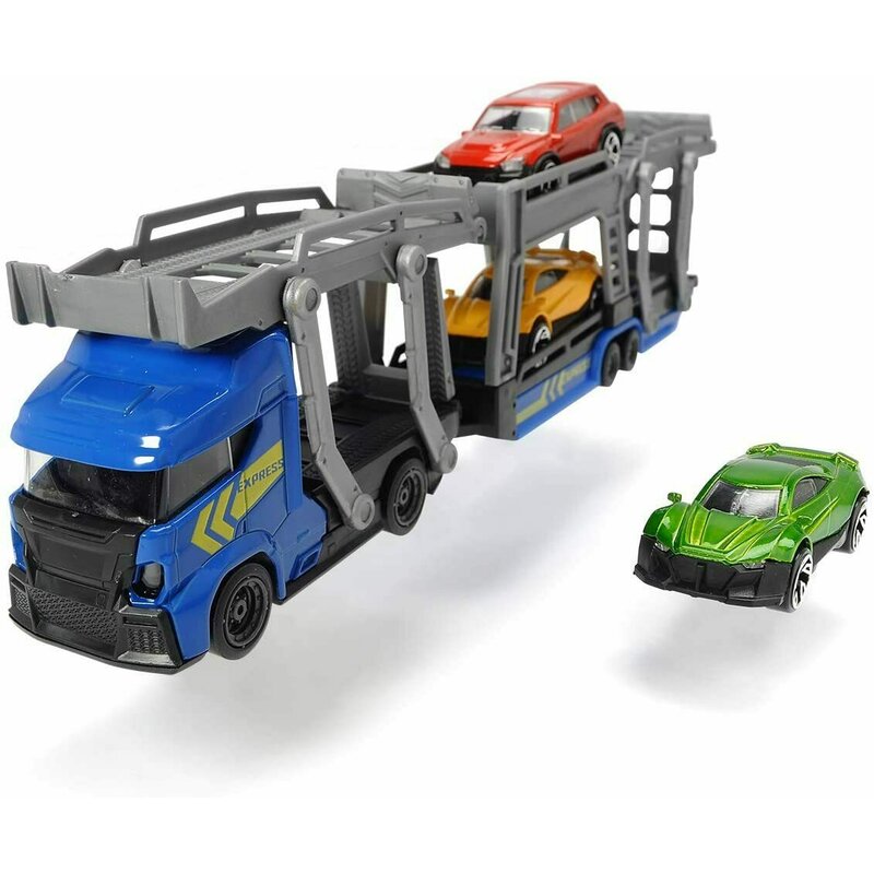 Simba - trailer, 28 cm, cu 3 masinute metalice, albastru