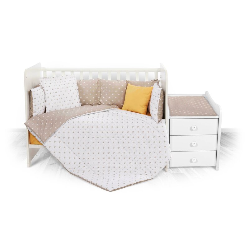Lorelli - lenjerie 8 piese crowns din bumbac, 120x60 cm, bej