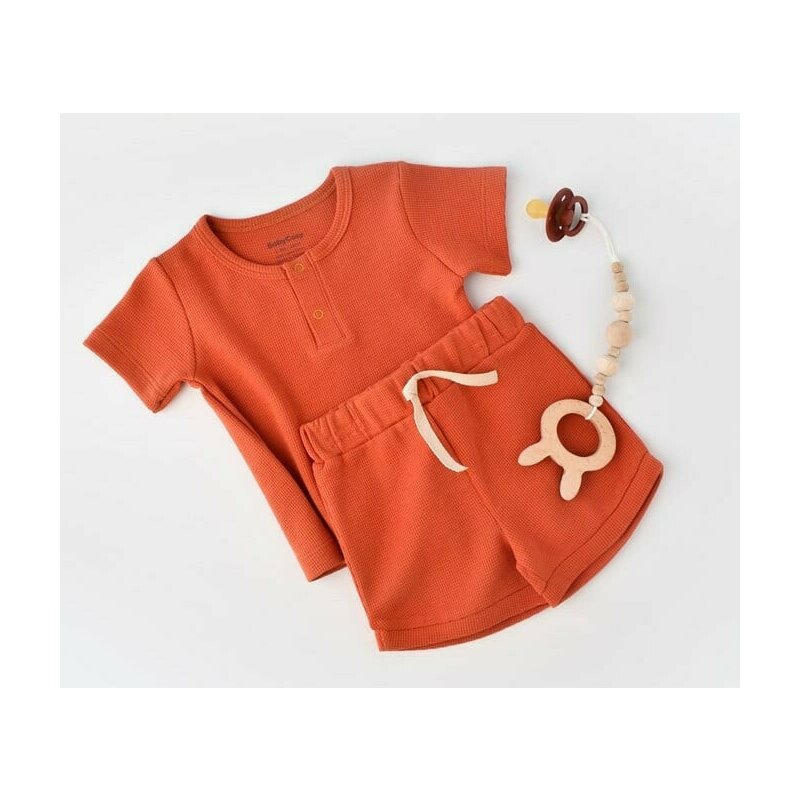 Babycosy - set tricou cu panataloni scurti - 100% bumbac organic - scortisoara, baby cosy (marime: 18-24 luni)