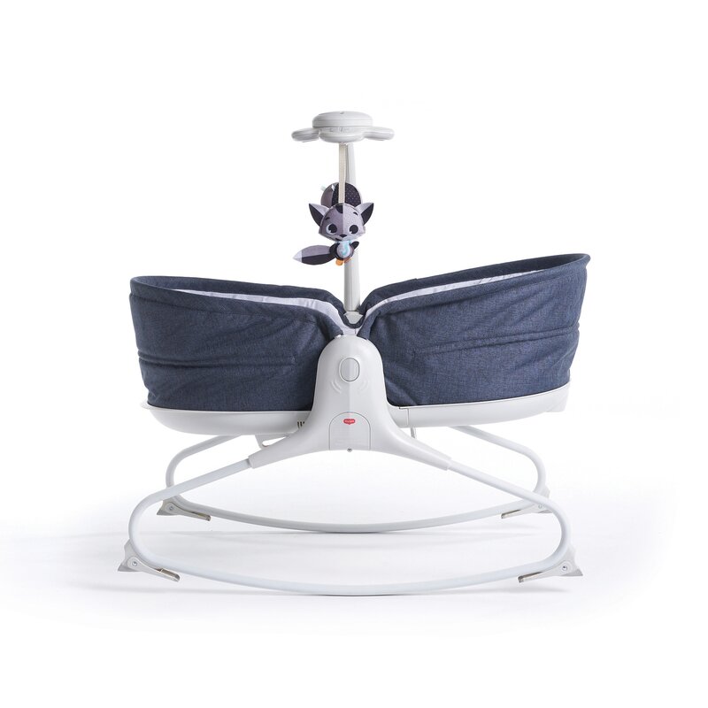 Tiny love - sezlong spatar reglabil, cu vibratii, 3 in 1, cu muzica rocker napper, 73x48 cm, alb/albastru