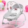 Sezlong balansoar, Baby Mix, Transformabil in scaun individual, Pana la 18 kg, Cu sunete si lumini, Cu vibratii, Reglare spatar in 2 pozitii, Include 3 jucarii, Cadru metalic, 0 luni+, Pink Stars - 2