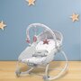 Sezlong balansoar, Baby Mix, Transformabil in scaun individual, Pana la 18 kg, Cu sunete si lumini, Cu vibratii, Reglare spatar in 2 pozitii, Include 3 jucarii, Cadru metalic, 0 luni+, Pink Stars - 3