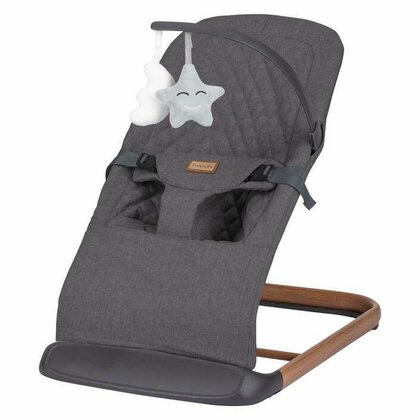 Sezlong balansoar, FreeON, Serene, Pana la 9 kg, Cu centura in 3 puncte, Spatar reglabil in 3 etape, Cu bara de jucarii, 70 x 45 x 56 cm, 0 luni+, Grey