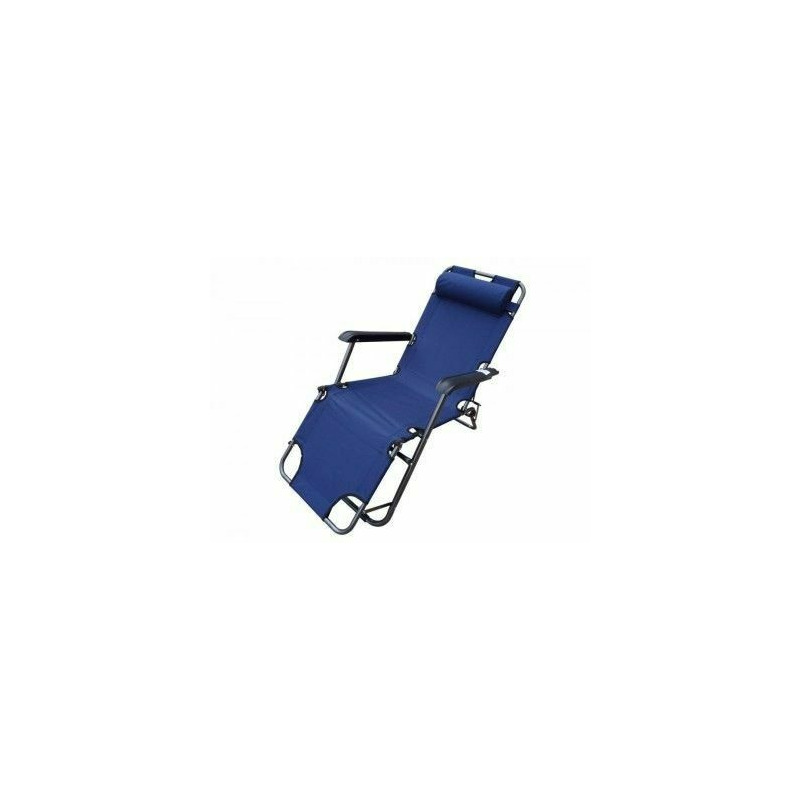 Sezlong-scaun camping panza, h015, 110 kg, structura metalica, albastru