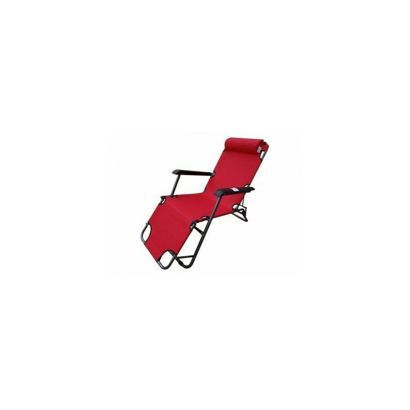 Sezlong-scaun camping panza, h015, 110 kg, structura metalica, rosu