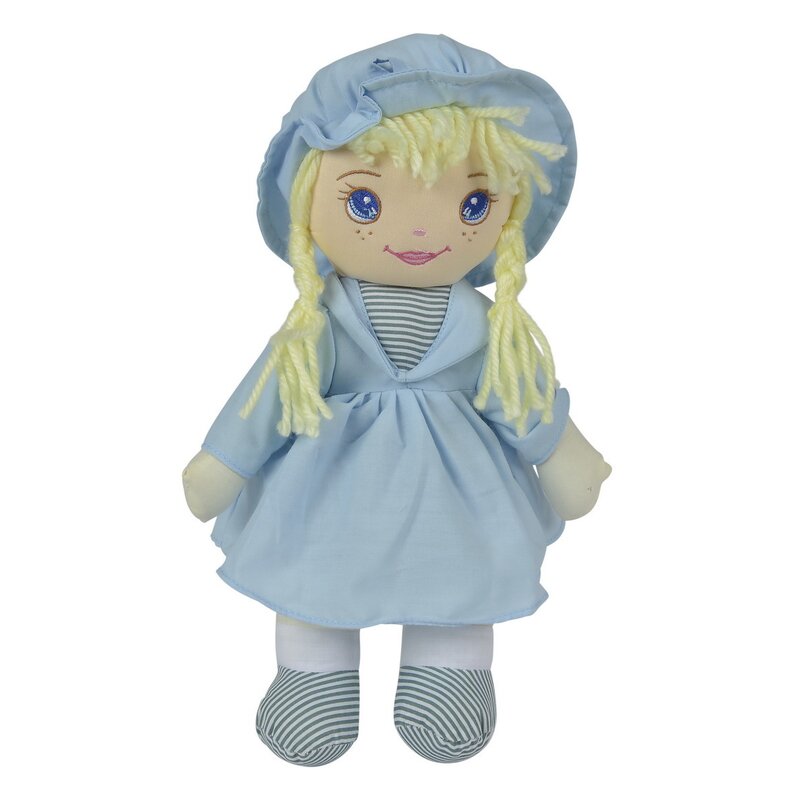 Simba - papusa soft , 33 cm, cu hainute bleumarin